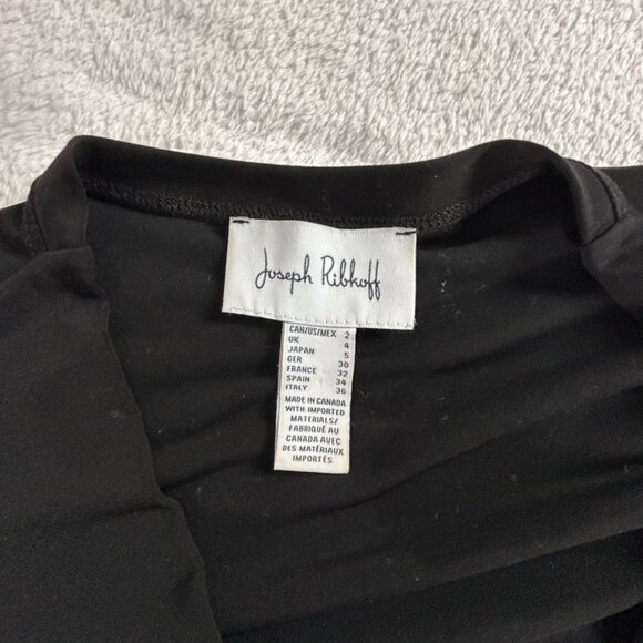 Joseph Ribkoff Womens Black V-Neck Asymmetrical Tunic Top Size 2 Stretch Casual - Picture 3 of 7